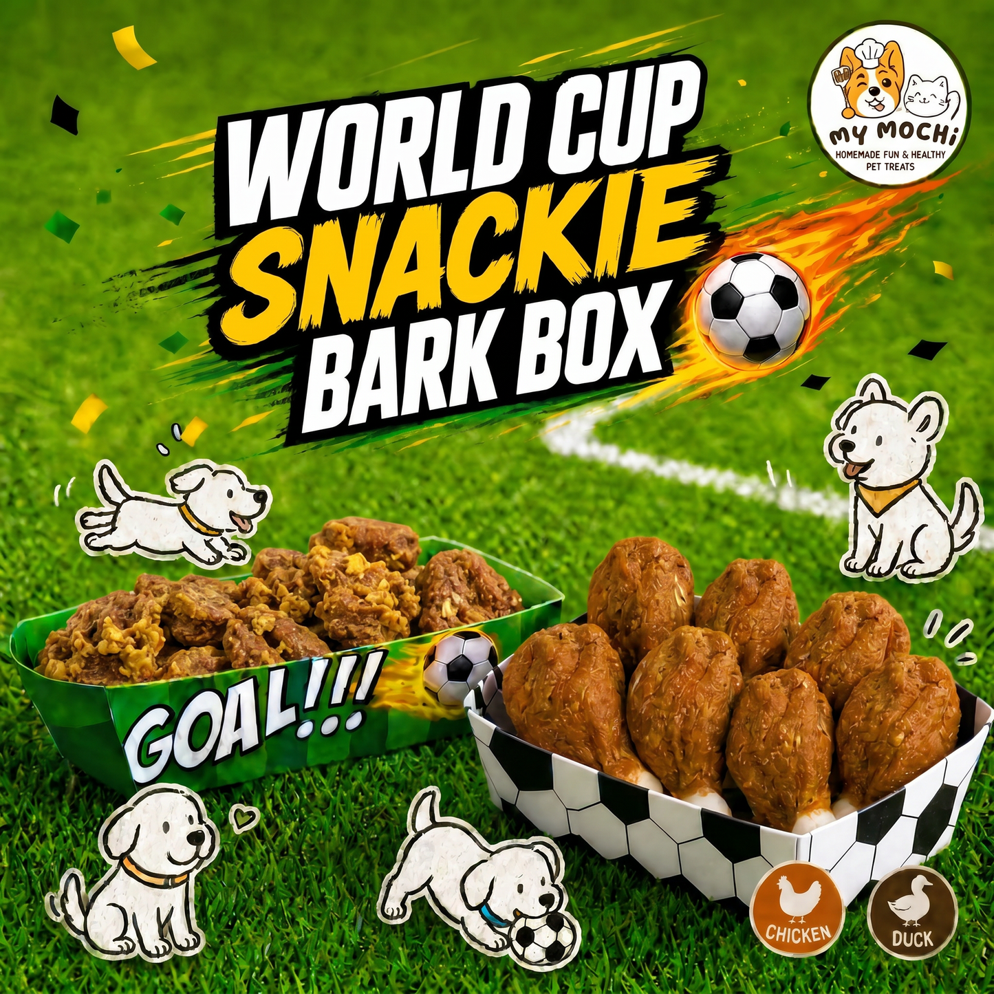 World Cup Snackie Bark Box Set (Popcorn & Fried Drumsticks) | Meat Based | Chomper