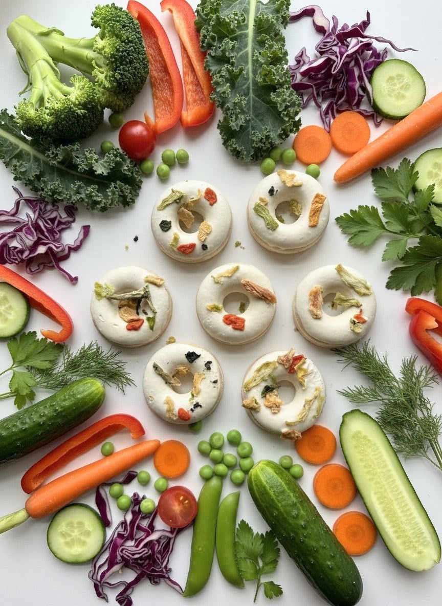 New Year New Me, Veggies Chicken Donuts | Dog Treats | Assorted Design, 5ct/bag