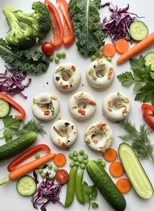 New Year New Me, Veggies Chicken Donuts | Dog Treats | Assorted Design, 5ct/bag