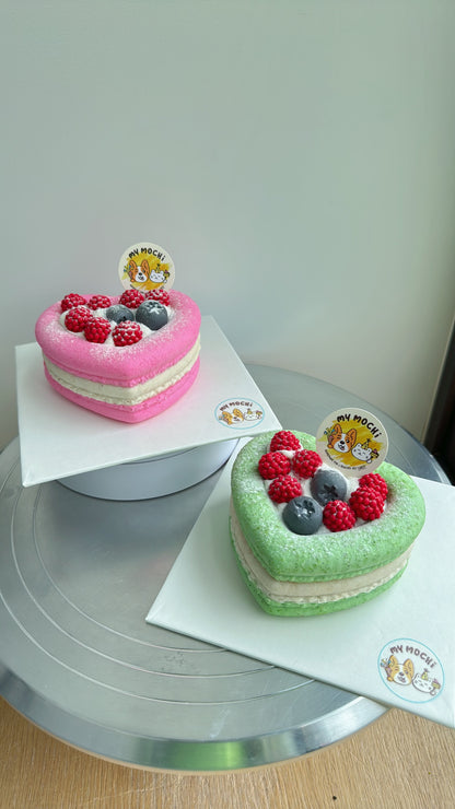 Love-Shaped Macarons Berries Cake (3 Tiers) | Dog & Cat Cake | Organic Yogurt X Meat