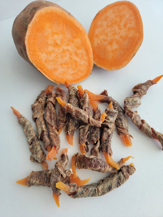 Duck Sweet Potato RollerBite, Homemade Healthy Dog/Cat Treats, (High quality protein, Low Fat, Vitamin A, B, C & sensitive tummy friendly)