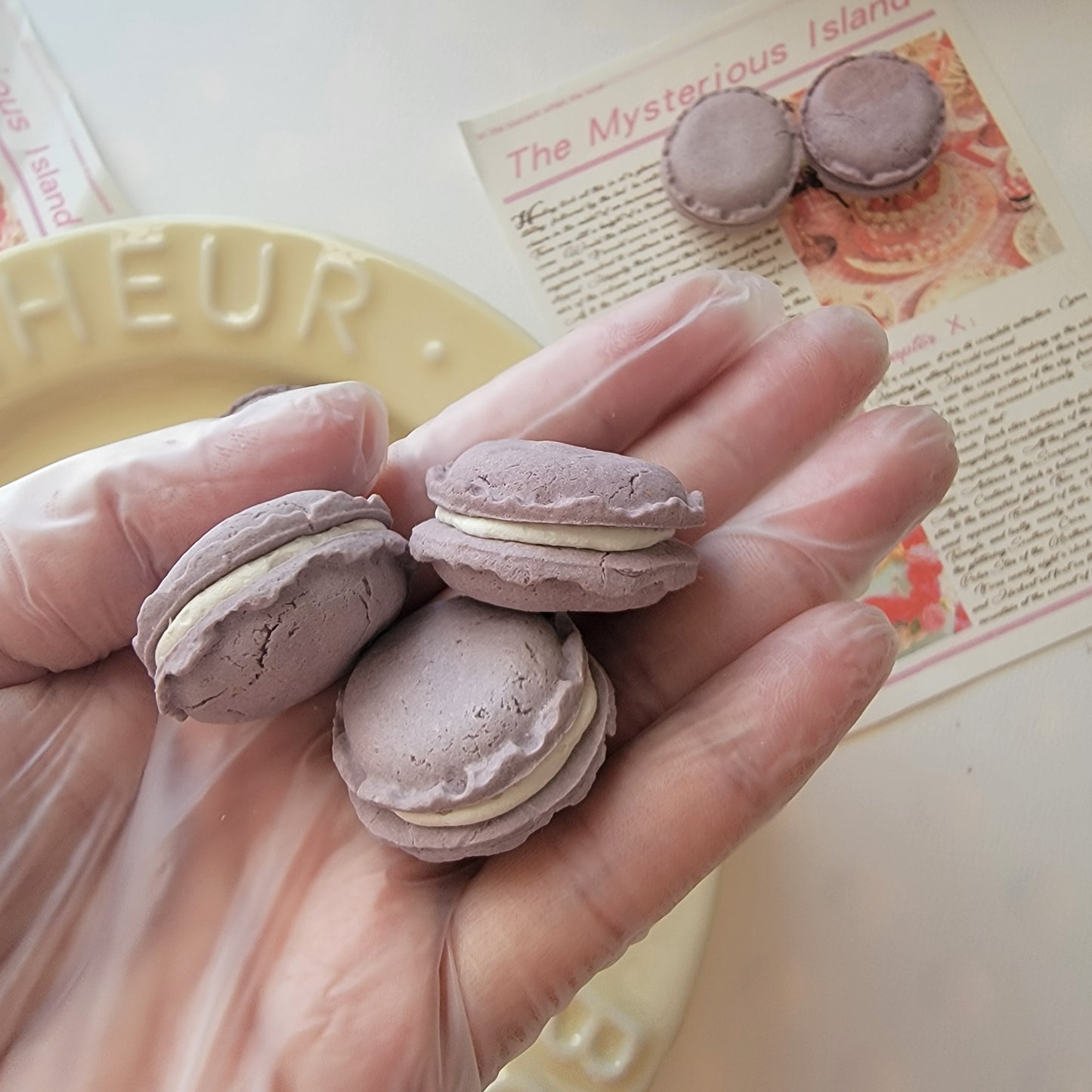 Ube Macarons with goat mill filling, Fun Dog/Adults Cat Treats, 8ct (Limited Edition)