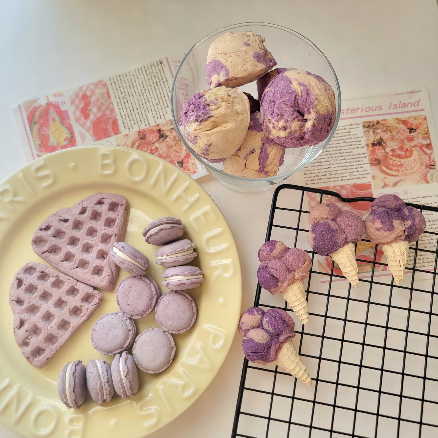 Ube Waffle & Ice Cream Topping Set, Fun Dog Treats