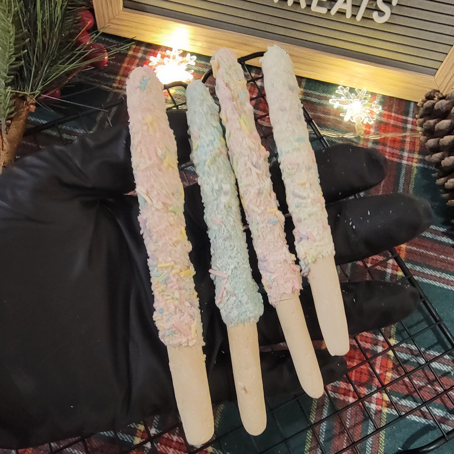 Christmas Pastel Pretzel Sticks, Pet Meat Cookies, For Dog/Cats, Assorted 6ct designs