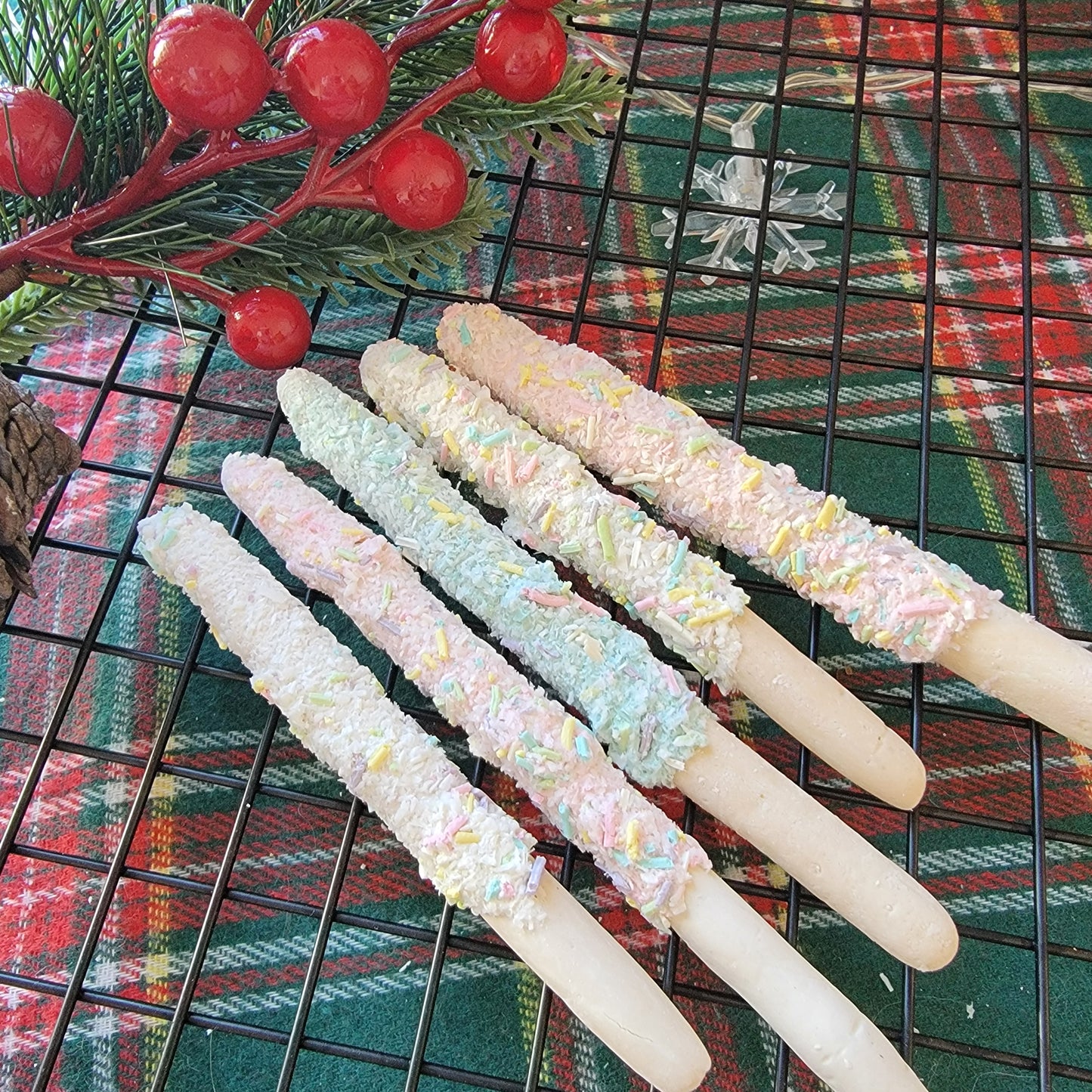 Christmas Pastel Pretzel Sticks, Pet Meat Cookies, For Dog/Cats, Assorted 6ct designs