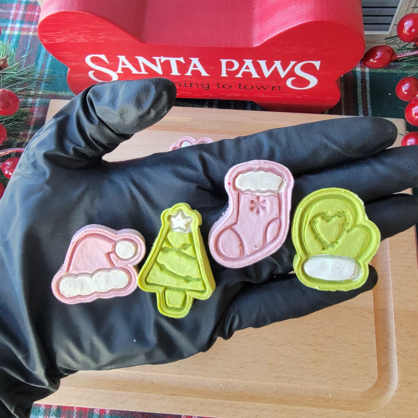 Miniature Christmas Mix Bundle, Meat Cookies, Dogs/All Cats, Soft texture for smaller breeds, assorted designs 10ct/set