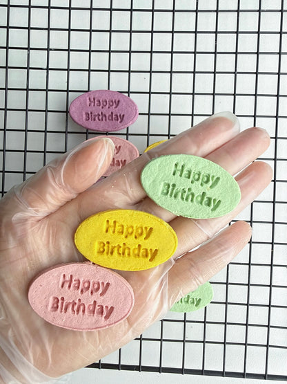 Happy Birthday Sign Minimalist Cookies & Toppers | Meat Based |Softie | 10ct Assorted Colors & Designs