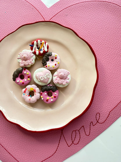 Valentine's Artisan Mini Donuts, Dog/Adult Cat Treats, No sugary icing or frosting, Assorted 7ct/bag