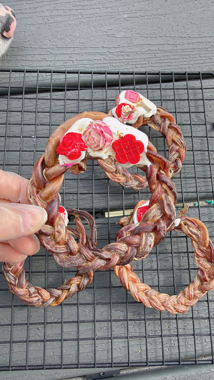 New! Artisan Rose Pork Bully Stick Chews | Meat Based | Chomper | 1ct