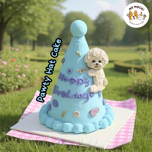 Pawty Hat Sculpture 4" Dog Cake | Tailormade Pet Portrait Dog & Cat Cake | Special Cake for the Special Paw | Homemade Plant Based Cream x Meat