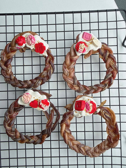 New! Artisan Rose Pork Bully Stick Chews | Meat Based | Chomper | 1ct