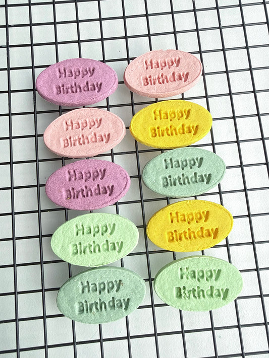 Happy Birthday Sign Minimalist Cookies & Toppers | Meat Based |Softie | 10ct Assorted Colors & Designs