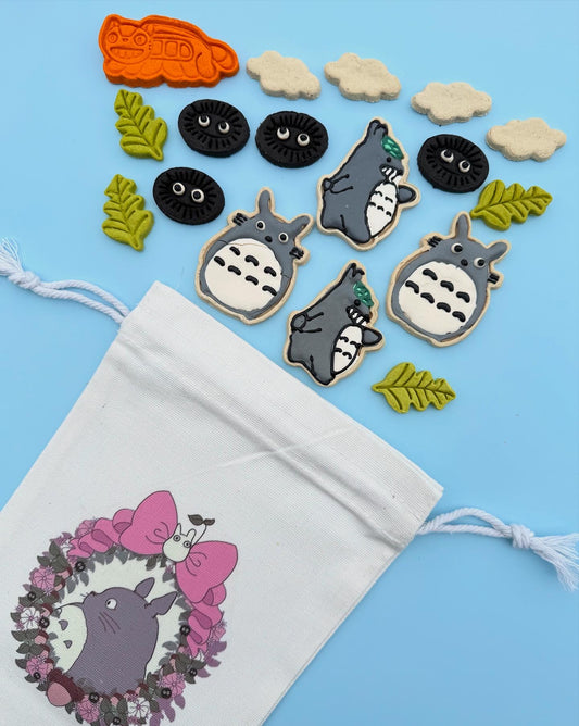 Totoro Themed Cookie Set & Reusable Treats Bag | Meat Based |Softie | 17ct | Assorted Designs