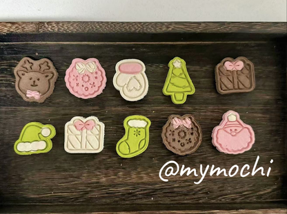 Miniature Christmas Mix Bundle, Meat Cookies, Dogs/All Cats, Soft texture for smaller breeds, assorted designs 10ct/set