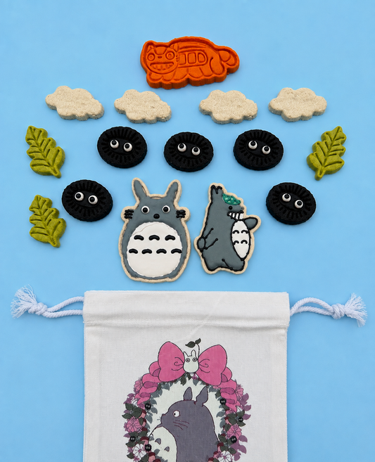 Totoro Themed Cookie Set & Reusable Treats Bag – Soft & Chewy Meat Based, 15ct, Assorted Designs