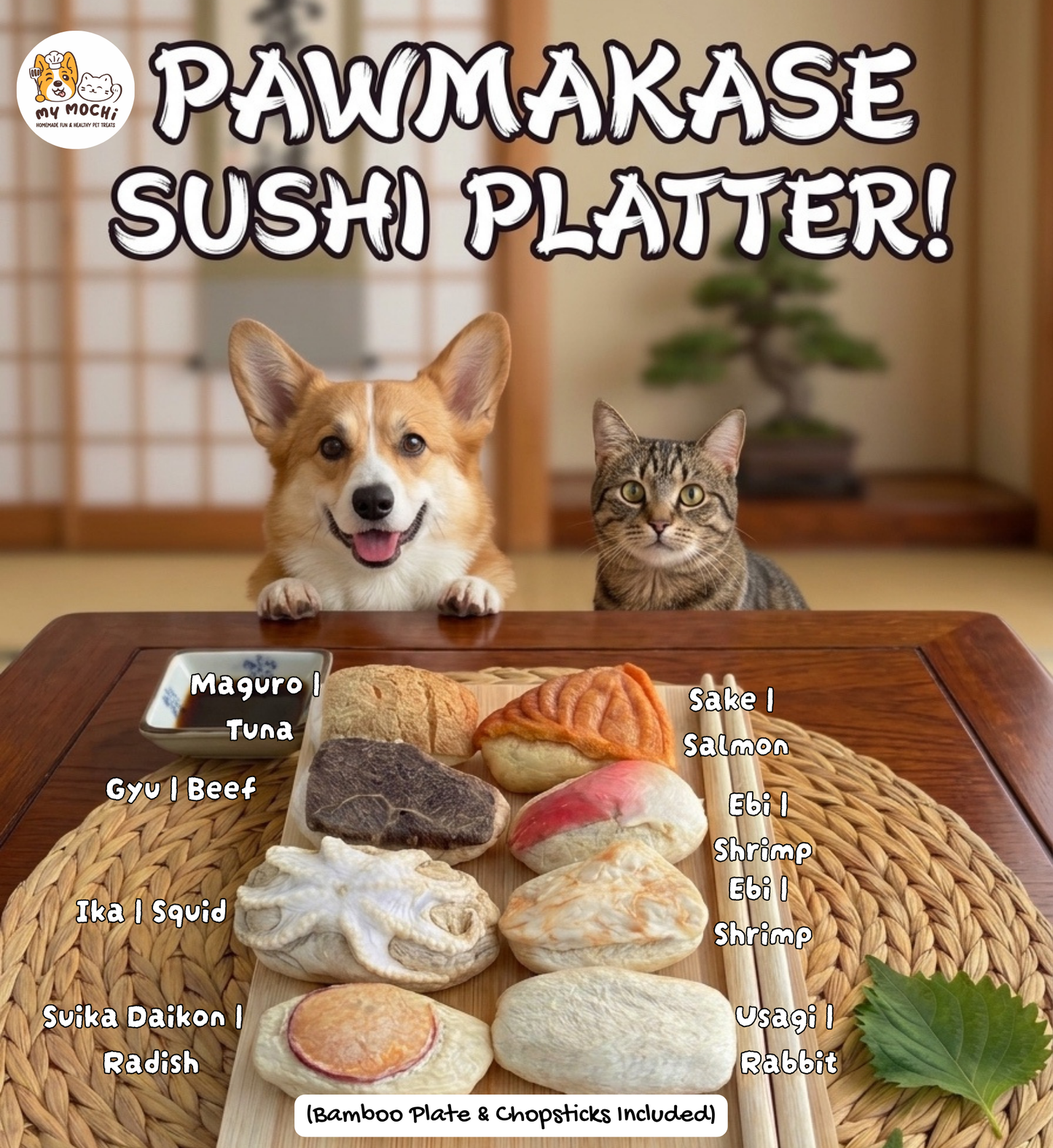 Pawmakase Sushi Platter At Home (Life-size) | Softie & Crunchy | Whole Set 8 Kinds | LIMITED EDITION