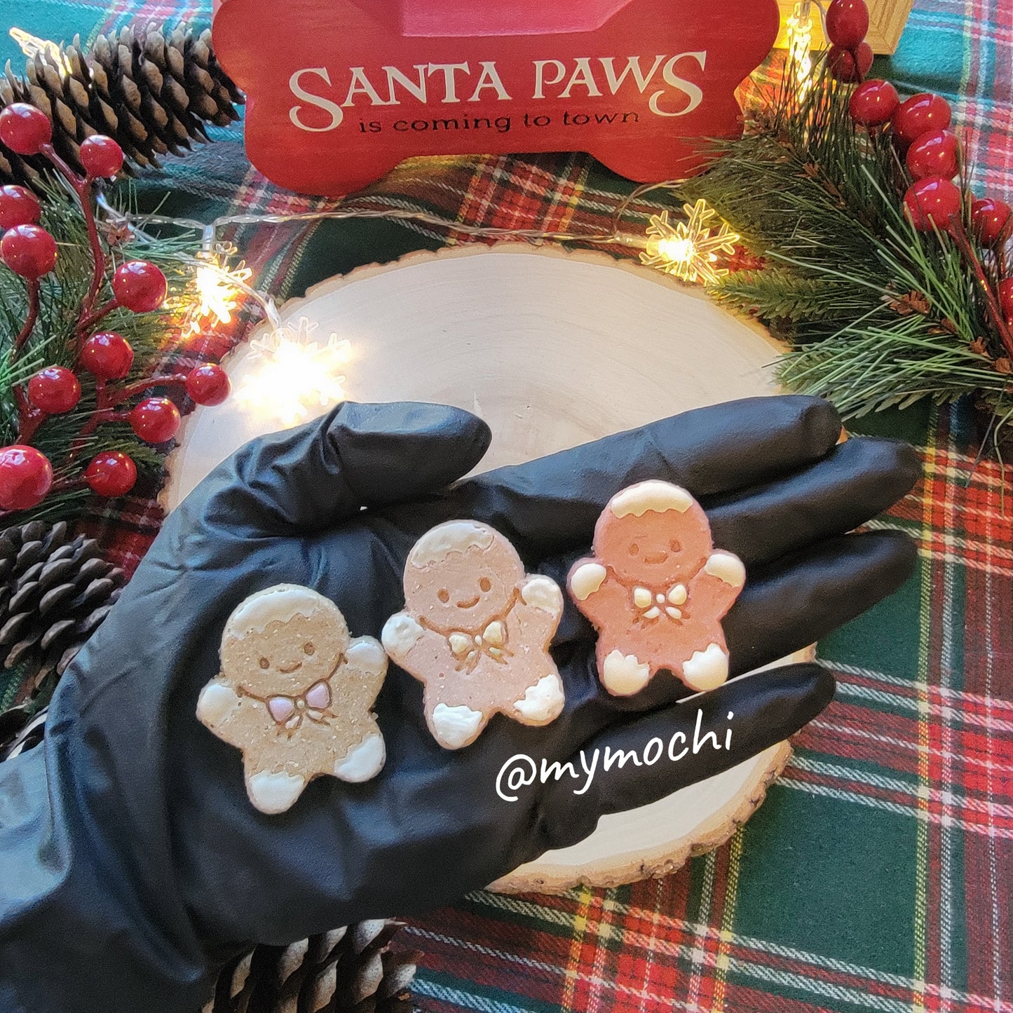 Mini Gingerbread Men, Pet Meat Cookies, Dogs/Cats, Soft texture for smaller breeds, 5ct/set