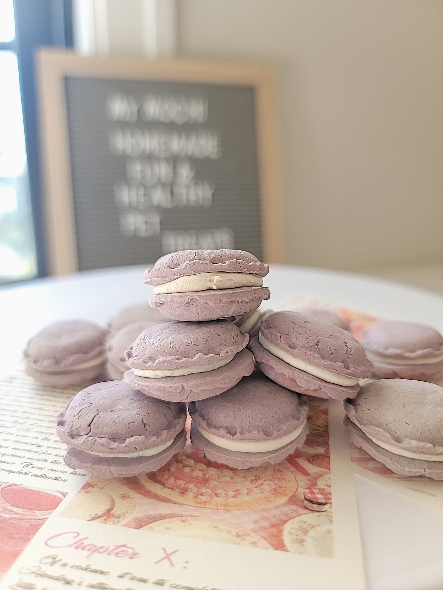 Ube Macarons with goat mill filling, Fun Dog/Adults Cat Treats, 8ct (Limited Edition)