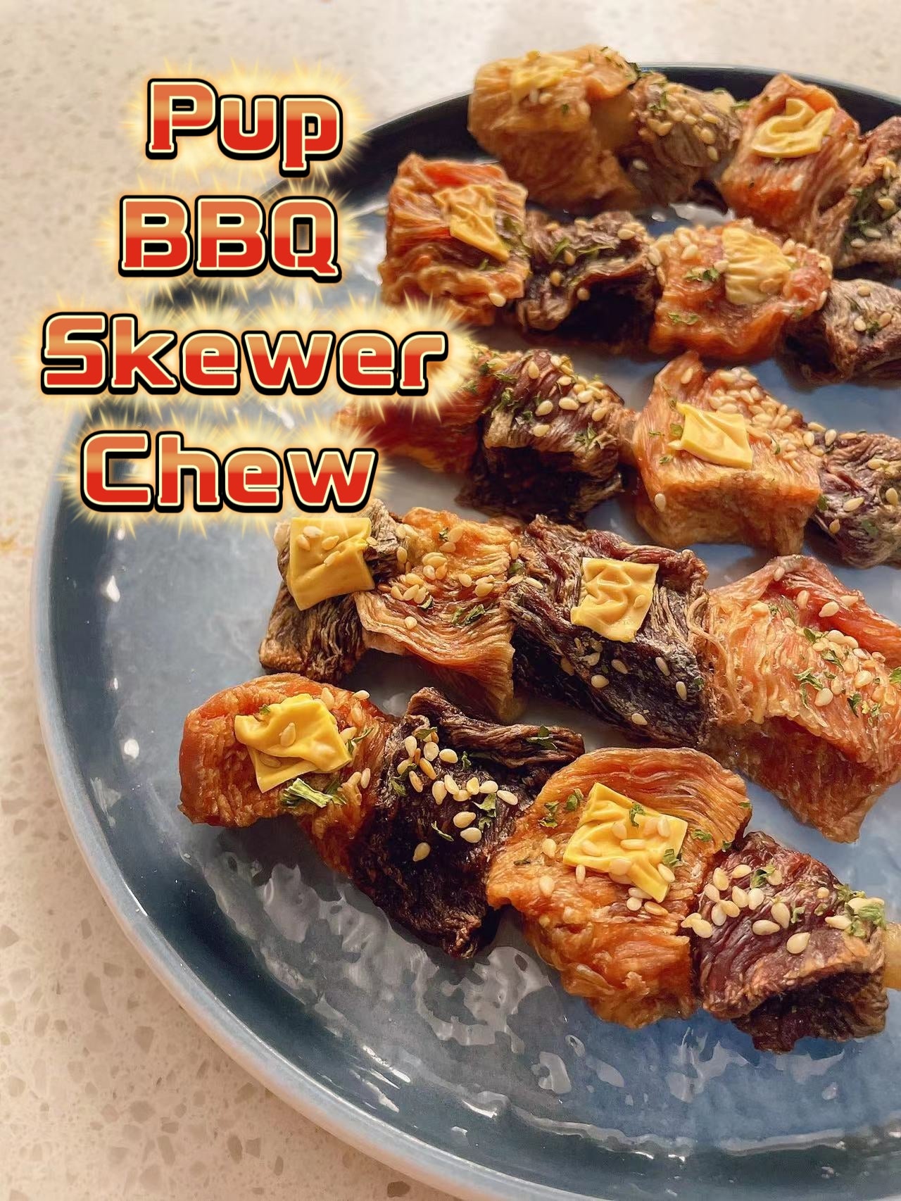 Pup BBQ Skewers (Dog Chew), Combo Meats Chicken & Duck, 100% Natural ingredients, Homemade Fun & Healthy Dog Treats, Teeth Cleaning, Remove Tartar, Reduce Anxiety