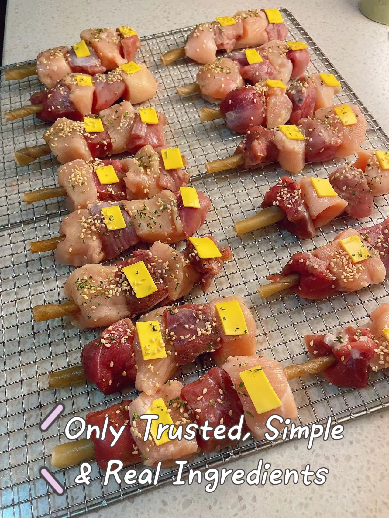 Pup BBQ Skewers (Dog Chew), Combo Meats Chicken & Duck, 100% Natural ingredients, Homemade Fun & Healthy Dog Treats, Teeth Cleaning, Remove Tartar, Reduce Anxiety