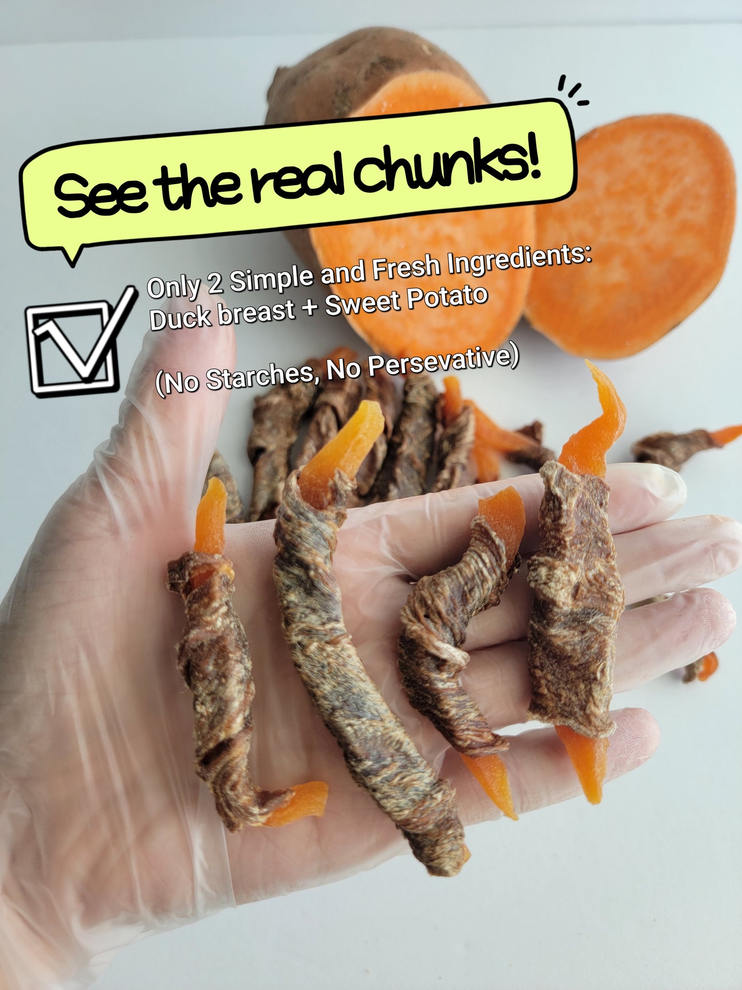 Duck Sweet Potato RollerBite, Homemade Healthy Dog/Cat Treats, (High quality protein, Low Fat, Vitamin A, B, C & sensitive tummy friendly)