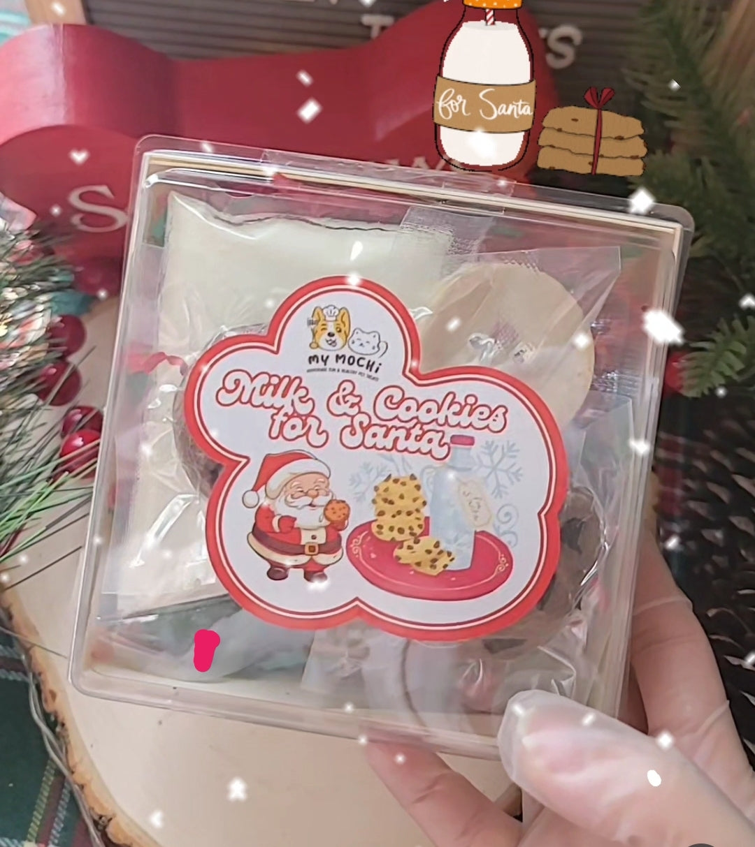 Cookies & Milk for Santa Gift Set (Life Size, Limited Edition), Dogs/Cats Meat Treats