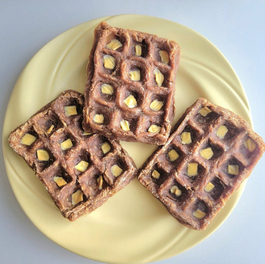 Yumm Duck Waffle w/ cheese, Healthy Dog Treats, 100% Pure meat based for picky eater, high quality protein + calcium (2ct, 2oz)