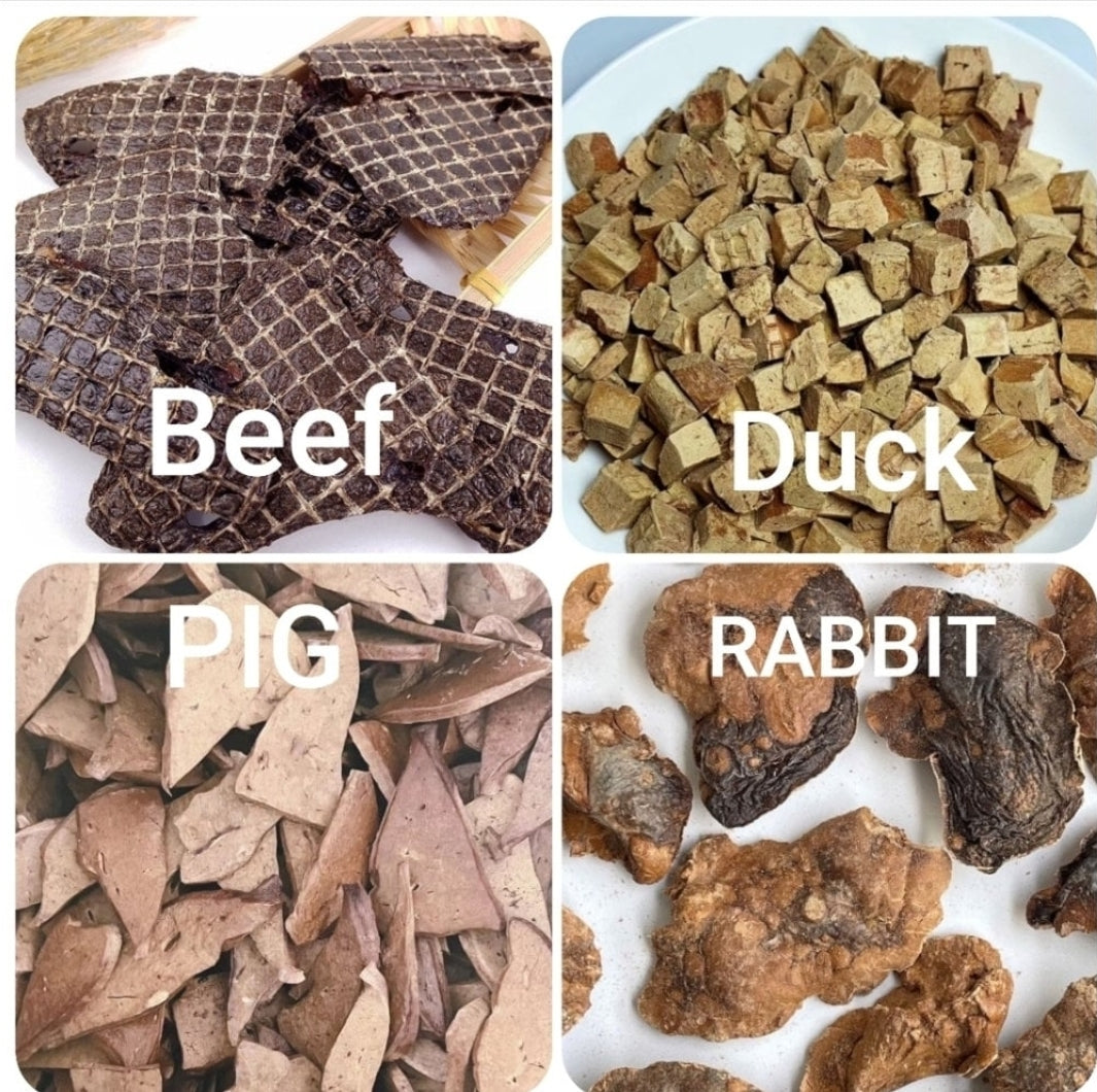 4x Livers Combo in One (Duck, Beef, Rabbit, Pig) - Healthy Dog Treats, suitable for Holistic Rotation Feeding Menu, Convenience Pack