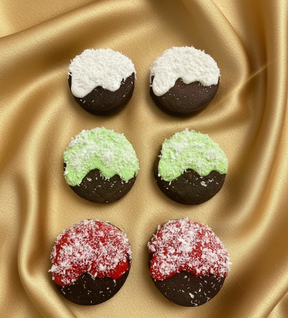 Festive Hot Fudge Covered Cookies (double layers of duck meat based) | Assorted Flavors & Designs | 3ct